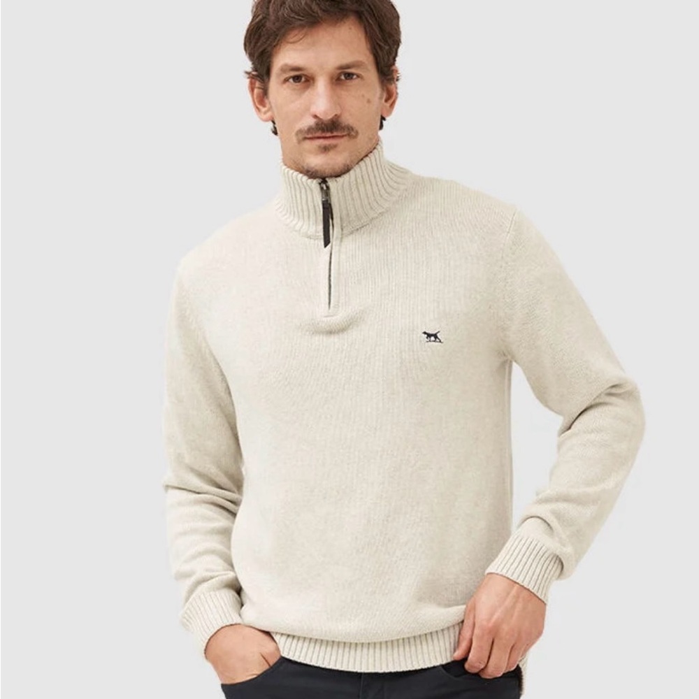 Rodd & Gunn Merrick Bay Quarter-Zip Sweater Sz Medium in Natural